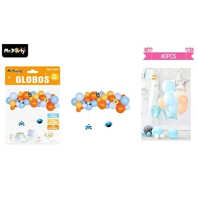 SET DE GLOBOS LATEX AZUL Y NARANJA 40PCS - 1