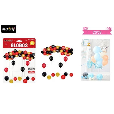 SET DE GLOBOS LATEX ROJO, DORADO Y NEGRO 52PCS - 1