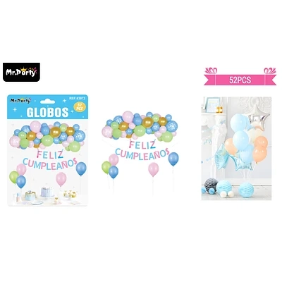 SET DE GLOBOS LATEX CON GUIRNALDA 52PCS - 1