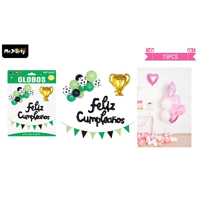 SET DE GLOBOS LATEX Y GUIRNALDA CON TROFEO Y 15PCS - 1