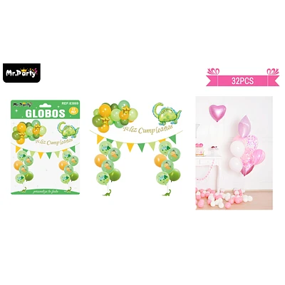SET DE GLOBOS LATEX CON DINOSAURIO 32PCS - 1