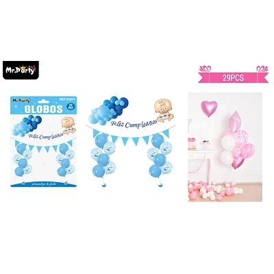 SET DE GLOBOS LATEX BABY SHOWER AZUL 29PCS - 1