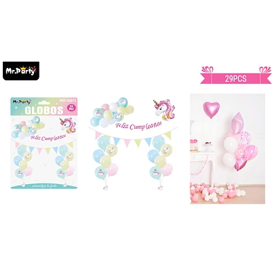 SET DE GLOBOS LATEX CON UNICORNIO 29PCS - 1