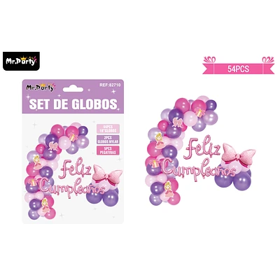 ARCO DE GLOBOS LATEX FELIZ CUMPLEAÑOS CON LAZO 54PCS - 1