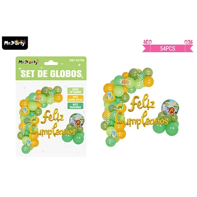 ARCO DE GLOBOS LATEX FELIZ CUMPLEAÑOS CON ANIMAL 54PCS - 1