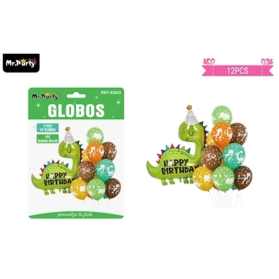 SET DE GLOBOS LATEX CON DINOSAURIO 12PCS - 1