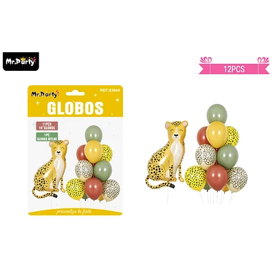 SET DE GLOBOS LATEX CON LEOPARDO 12PCS - 1