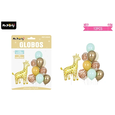 SET DE GLOBOS LATEX CON JIRAFA 12PCS - 1