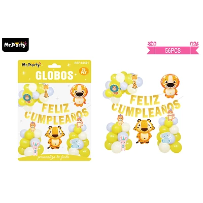 SET DE GLOBOS LATEX Y GUIRNALDA DE ANIMAL 56PCS - 1