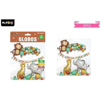 SET DE GLOBOS LATEX CON ANIMALES 52PCS - 1