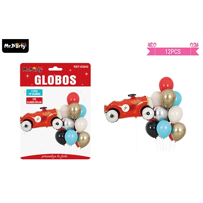 SET DE GLOBOS LATEX CON AUTOS CARS 12PCS - 1
