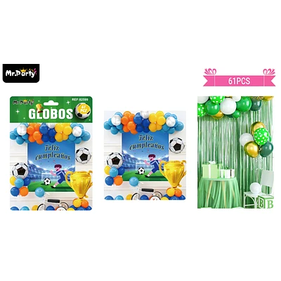 SET DE GLOBOS LATEX FUTBOL Y TROFEO CON FONDO 61PCS - 1