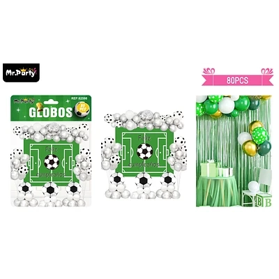 SET DE GLOBOS LATEX FUTBOL CON FONDO 80PCS - 1