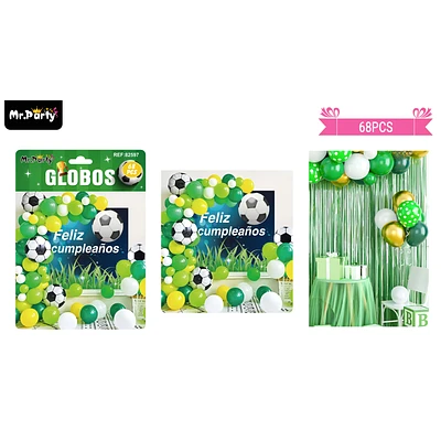 SET DE GLOBOS LATEX FUTBOL CON FONDO 68PCS - 1