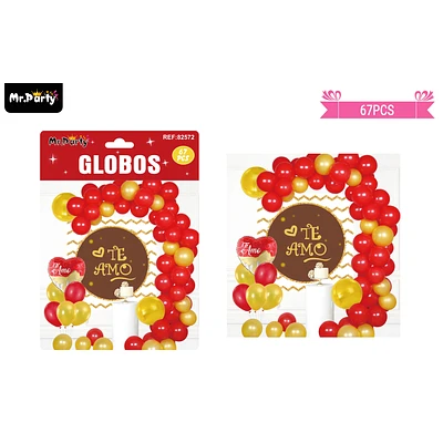 SET DE GLOBOS LATEX SAN VALENTIN TE AMO 67PCS - 1