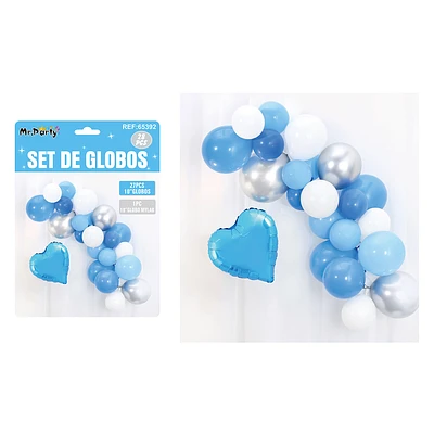 SET DE GLOBOS LATEX CELESTE 28PCS - 1