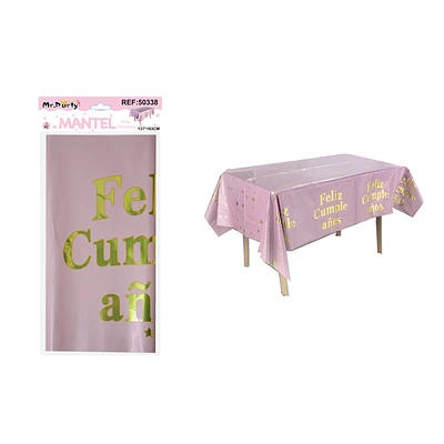 MANTEL FELIZ CUMPLEAÑOS ROSADO CON ESTRELLA 137*183CM - 1