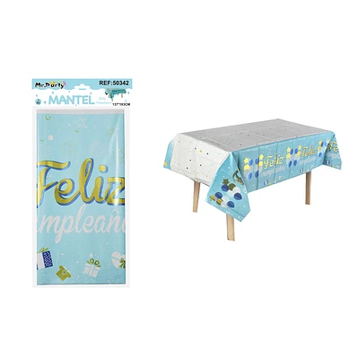 MANTEL FELIZ CUMPLEAÑOS CELESTE CON ESTRELLA 137*183CM - 1