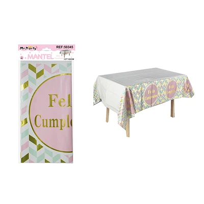 MANTEL FELIZ CUMPLEAÑOS ROSADO 137*183CM - 1