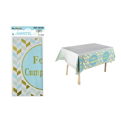 MANTEL FELIZ CUMPLEAÑOS CELESTE 137*183CM - 1