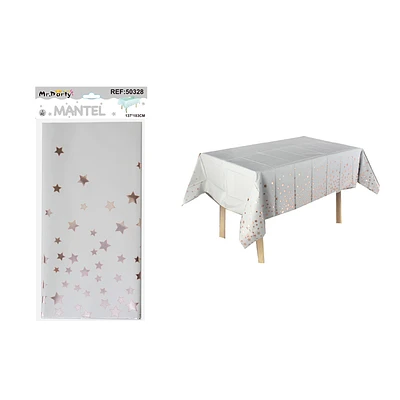MANTEL TORNASOL CON ESTRELLA DORADO ROSA 137*183CM - 1