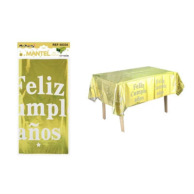 MANTEL FELIZ CUMPLEAÑOS DORADO CON ESTRELLA 137*183CM - 1