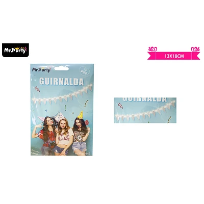 GUIRNALDAS BANDERIN PLATEADO CON LUZ 3M 12PCS - 1