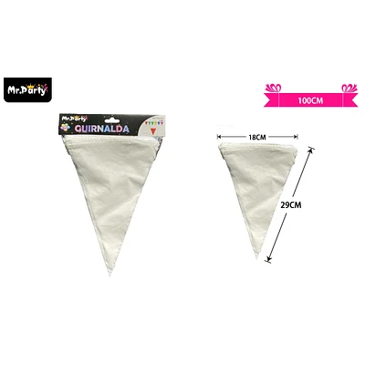 GUIRNALDAS BANDERIN TRIANGULO 10M BLANCO - 1