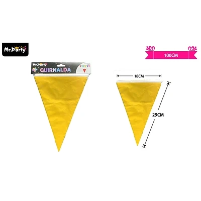 GUIRNALDAS BANDERIN TRIANGULO 10M AMARILLO - 1