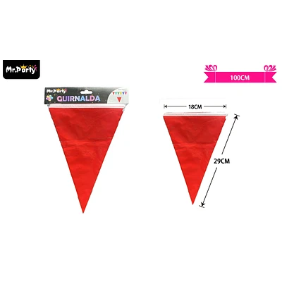 GUIRNALDAS BANDERIN TRIANGULO 10M ROJO - 1