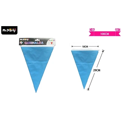 GUIRNALDAS BANDERIN TRIANGULO 10M CELESTE - 1