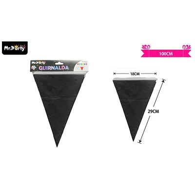 GUIRNALDAS BANDERIN TRIANGULO 10M NEGRO - 1