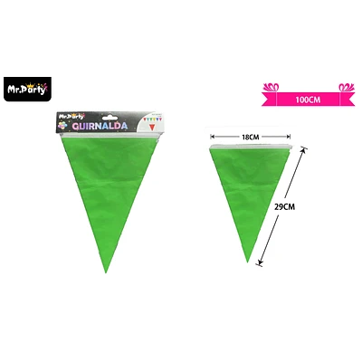 GUIRNALDAS BANDERIN TRIANGULO 10M VERDE - 1