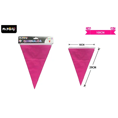 GUIRNALDAS BANDERIN TRIANGULO 10M ROSADO - 1