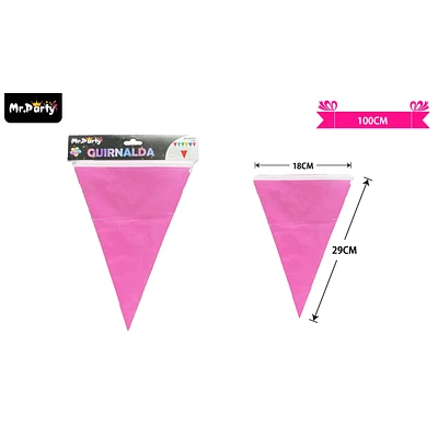 GUIRNALDAS BANDERIN TRIANGULO 10M ROSADO CLARO - 1