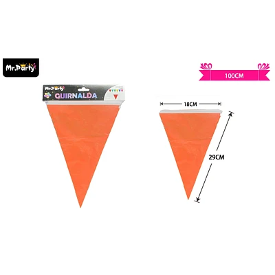 GUIRNALDAS BANDERIN TRIANGULO 10M NARANJA - 1