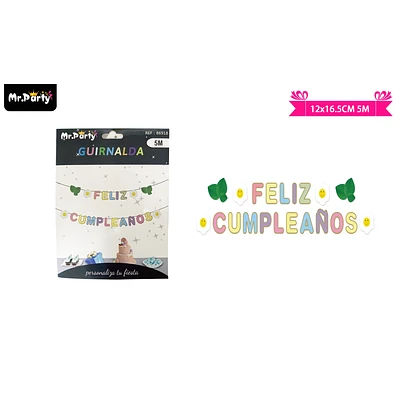 GUIRNALDAS 5M FELIZ CUMPLEAÑOS MULTICOLOR - 1