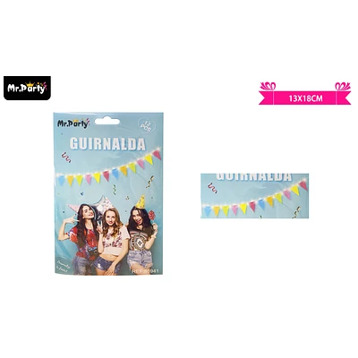 GUIRNALDAS BANDERIN MULTICOLOR CON LUZ 3M 12PCS - 1