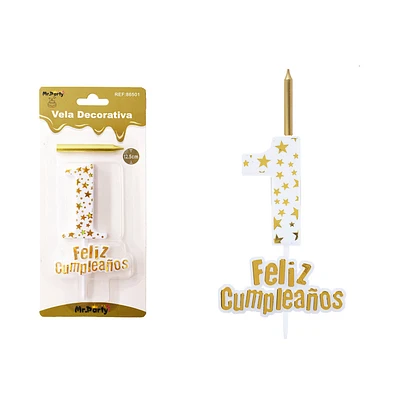 VELA DE CUMPLEAÑOS NUMERO 1 ESTRELLA DORADO - 2