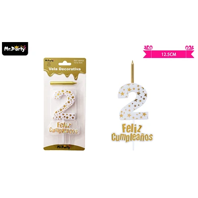 VELA DE CUMPLEAÑOS NUMERO 2 ESTRELLA DORADO - 1