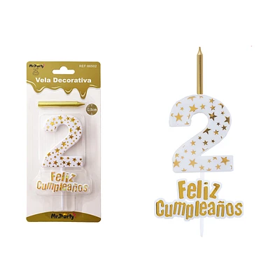 VELA DE CUMPLEAÑOS NUMERO 2 ESTRELLA DORADO - 2