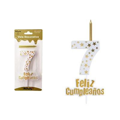 VELA DE CUMPLEAÑOS NUMERO 7 ESTRELLA DORADO - 2