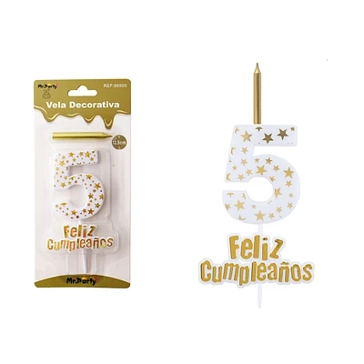 VELA DE CUMPLEAÑOS NUMERO 5 ESTRELLA DORADO - 2