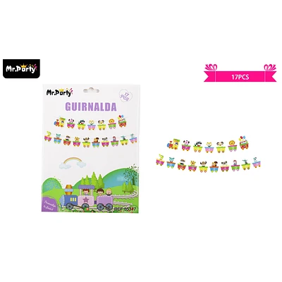 GUIRNALDAS 5M 17PCS ANIMALES EN TREN - 1