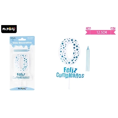 VELA DE CUMPLEAÑOS NUMERO 0 ESTRELLA CELESTE - 1