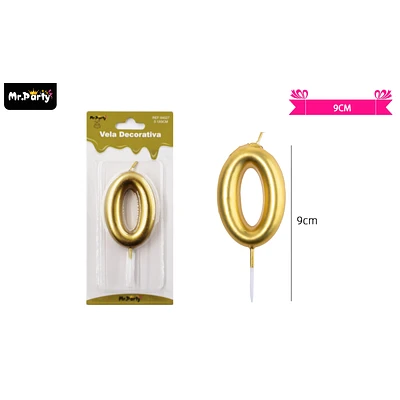VELA DE NUMERO 0 DORADO 3.8*6CM - 1