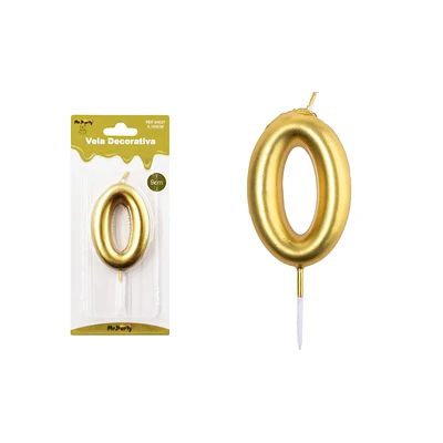 VELA DE NUMERO 0 DORADO 3.8*6CM - 2