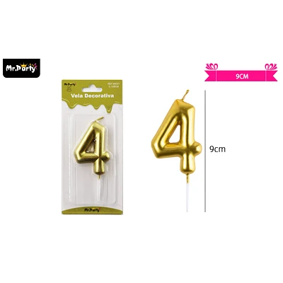 VELA DE NUMERO 4 DORADO 3.8*6CM - 1