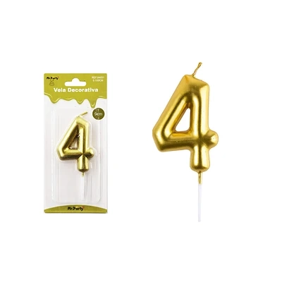 VELA DE NUMERO 4 DORADO 3.8*6CM - 2