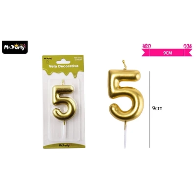 VELA DE NUMERO 5 DORADO 3.8*6CM - 1